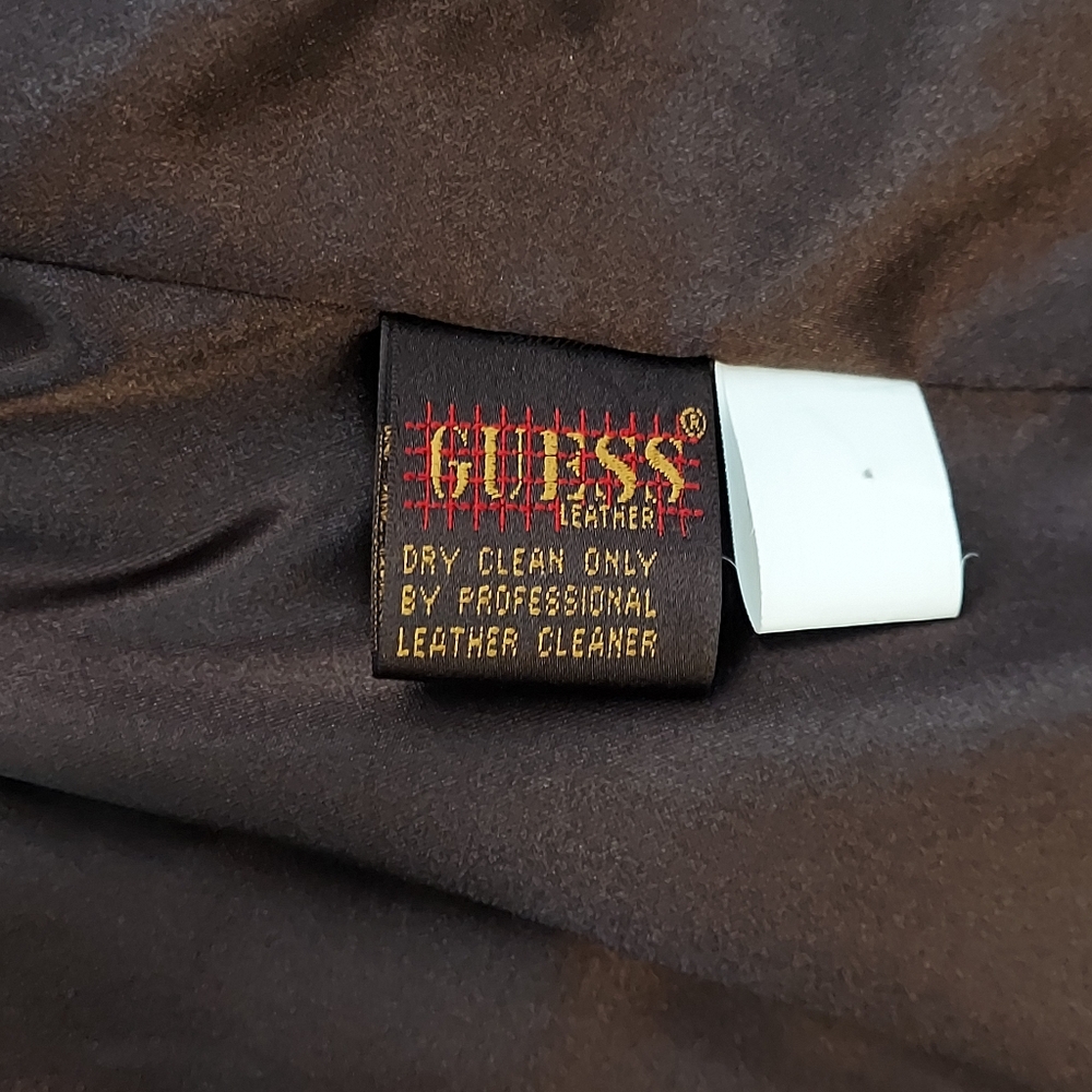 Guess Brown Leather Jacket with Faux Fur Collar - Picture 10 of 15